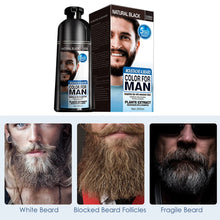 Load image into Gallery viewer, 200ml Men's Beard Dye Shampoo Fast Removal White Grey Color Natural
