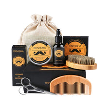Load image into Gallery viewer, 5pcs/set Men Beard Kit Styling Tool Beard Bib Aprons Balm Beard Oil Comb Moisturizing Wax Styling Scissors Beard Care Set
