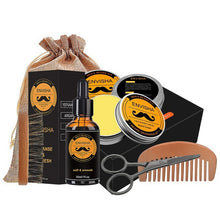 Load image into Gallery viewer, 5pcs/set Men Beard Kit Styling Tool Beard Bib Aprons Balm Beard Oil Comb Moisturizing Wax Styling Scissors Beard Care Set
